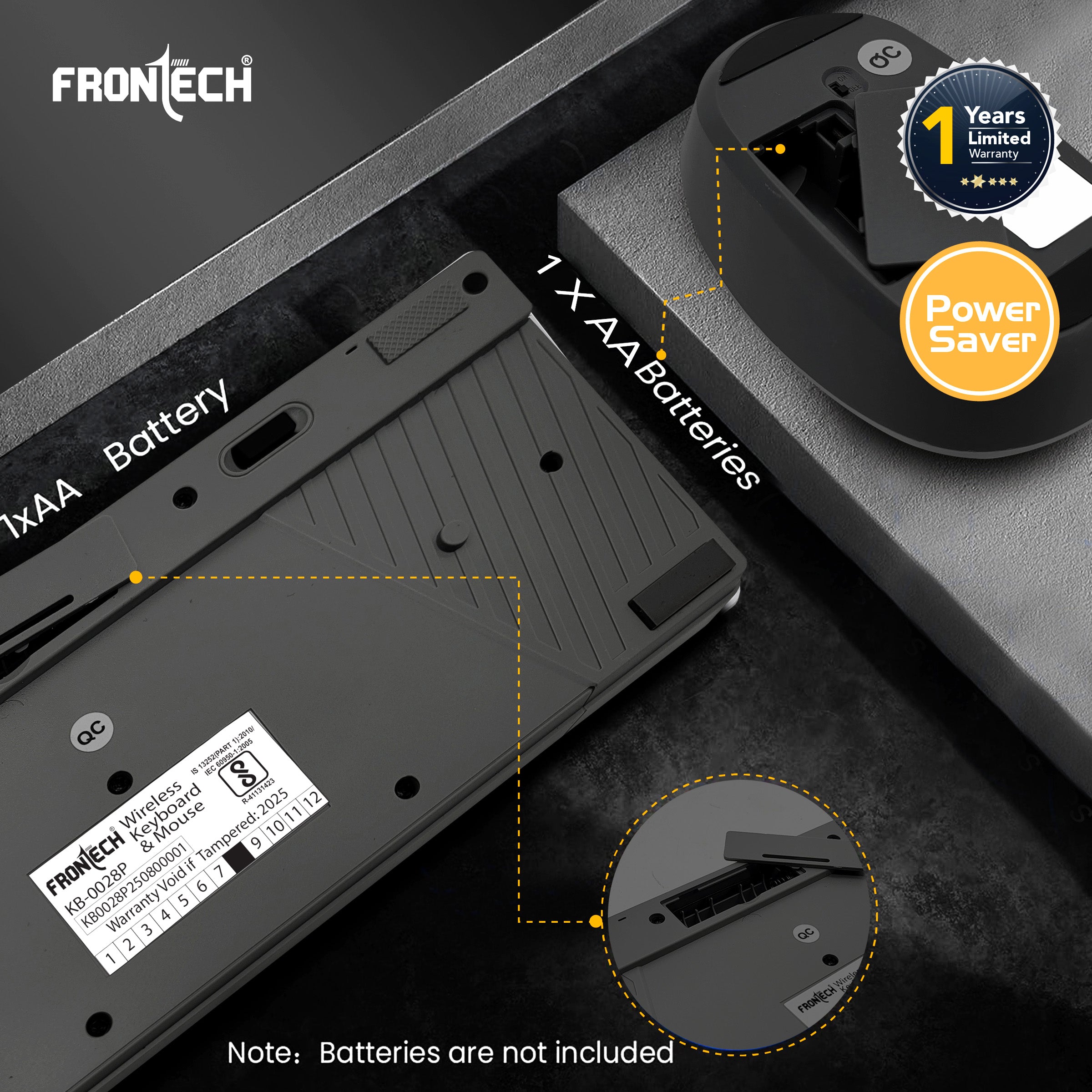 FRONTECH KB-0028P Wireless Keyboard and Mouse Combo | 2.4GHz Connectivity | 104 Keys | 1600 DPI Mouse | Ergonomic Design | USB Nano Receiver | Compatible with Laptop & PC | Black FRONTECH KB-0028P Wireless Keyboard and Mouse Combo | 2.4GHz Connectivity | 104 Keys | 1600 DPI Mouse | Ergonomic Design | USB Nano Receiver | Compatible with Laptop & PC | Black